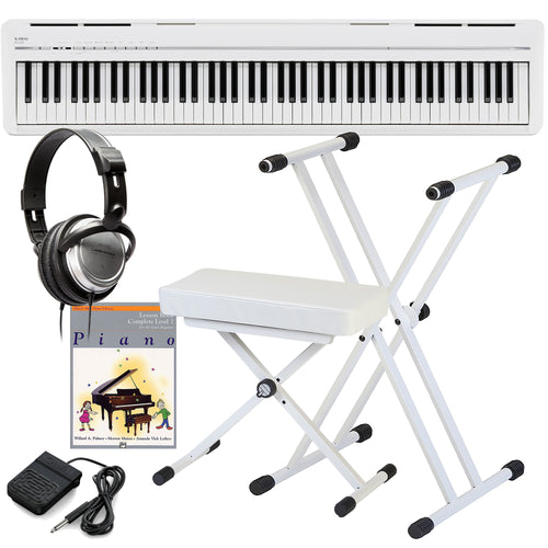 Kawai ES120 Portable Digital Piano - White with included bundle accessories