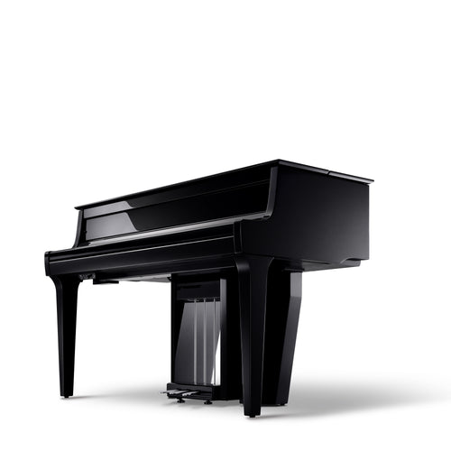 Kawai NOVUS NV12 Hybrid Grand Piano -  Ebony Polish - Below Angle View with Lid and Key Cover Closed