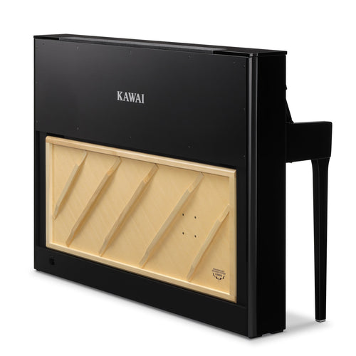Kawai NOVUS NV6 Hybrid Upright Piano - Ebony Polish - Rear Angle View