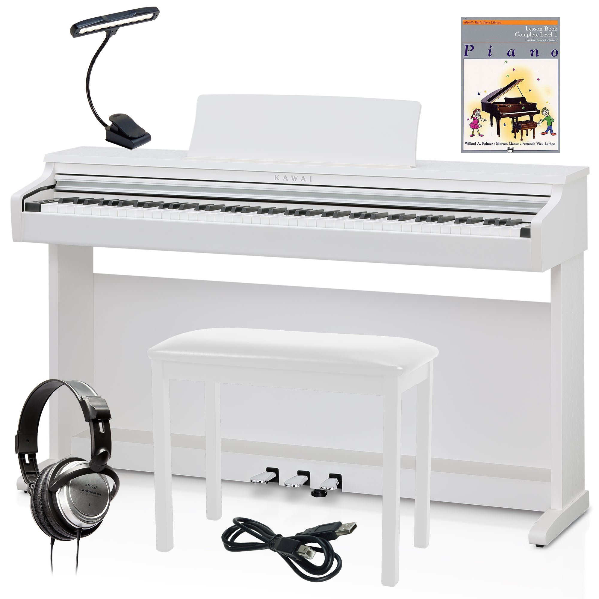Kawai KDP120 Digital Piano - White COMPLETE HOME BUNDLE