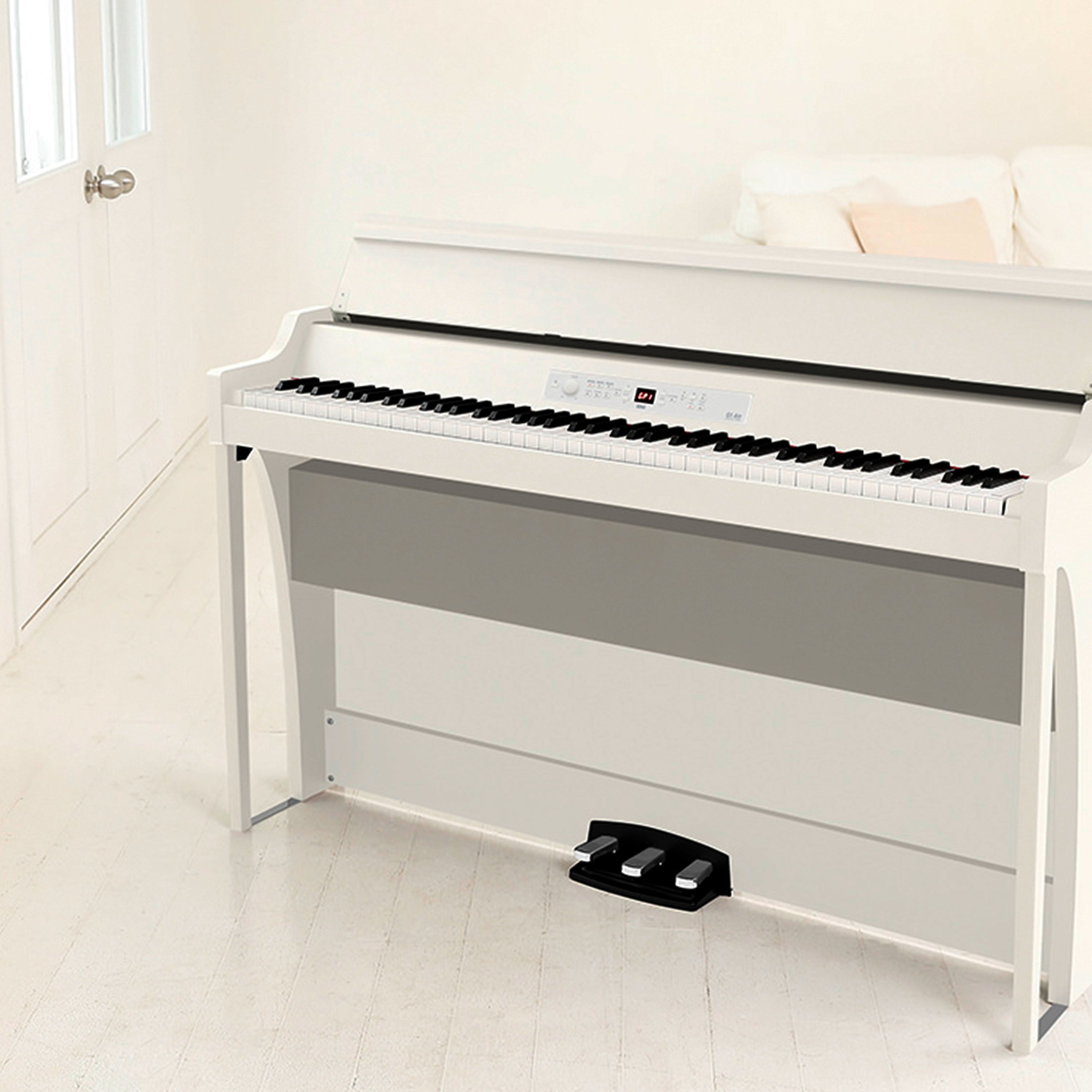 Korg G1B Air Digital Piano - White - in a stylish living room
