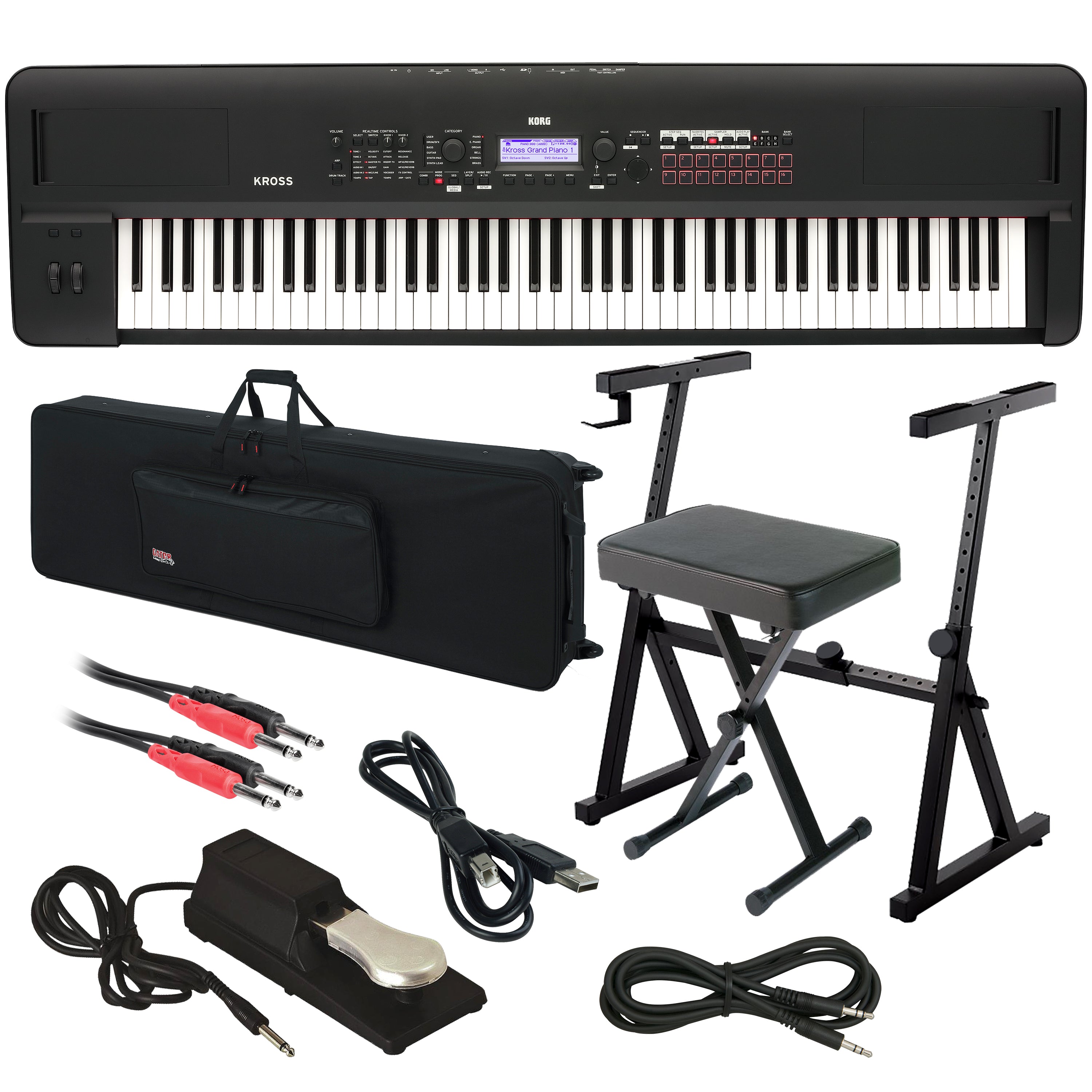 Korg Kross 2 88 Music Workstation - Matte Black STAGE RIG – Kraft