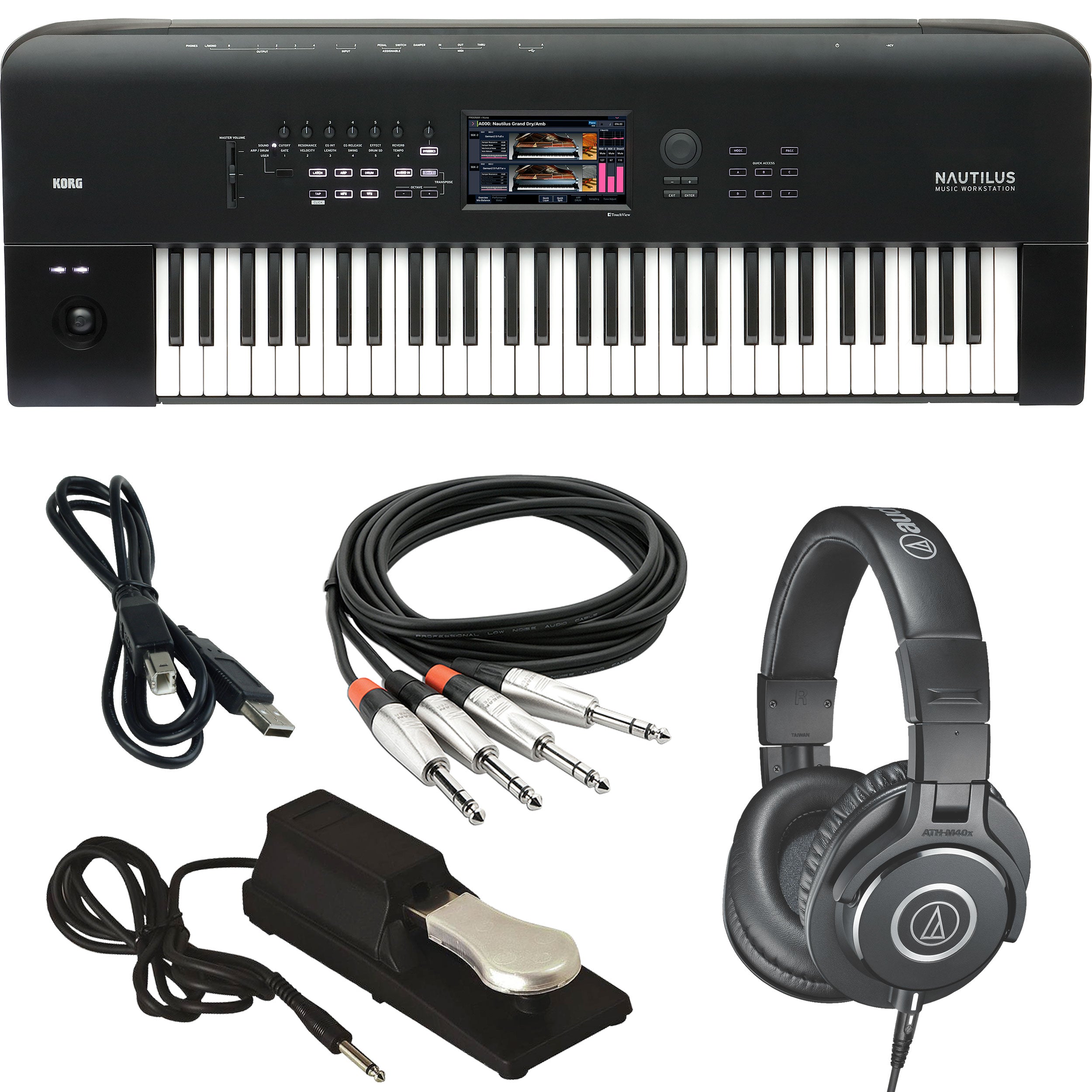 Collage image of the Korg Nautilus 61 Music Workstation BONUS PAK