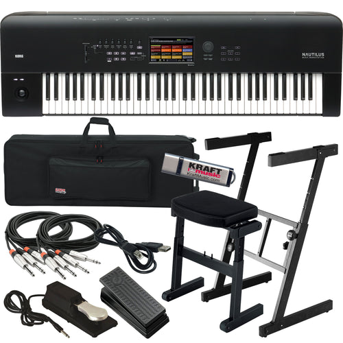 Collage image of the Korg Nautilus 73 Music Workstation STAGE RIG