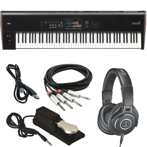 Collage image of the Korg Nautilus AT 88-Key Music Workstation BONUS PAK