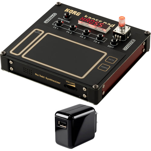 Collage showing components in Korg Nu:Tekt NTS-3 Kaoss Pad Programmable Effect Kit POWER KIT