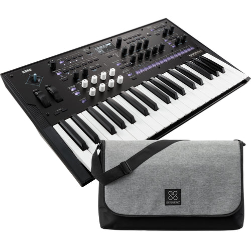Collage showing components in Korg Wavestate Mk II 37-Key Wave Sequencing Synthesizer CARRY BAG KIT