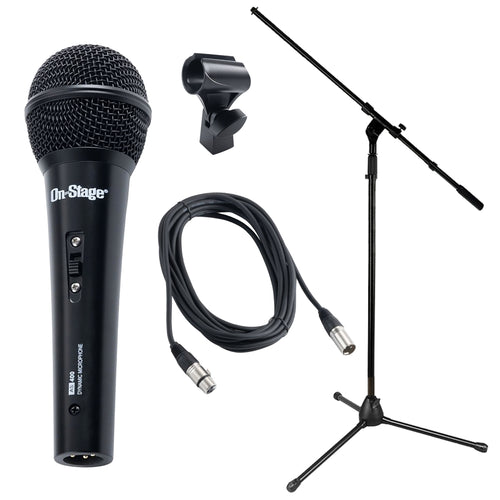 Vocal Microphone with Mic Stand and Cable Package