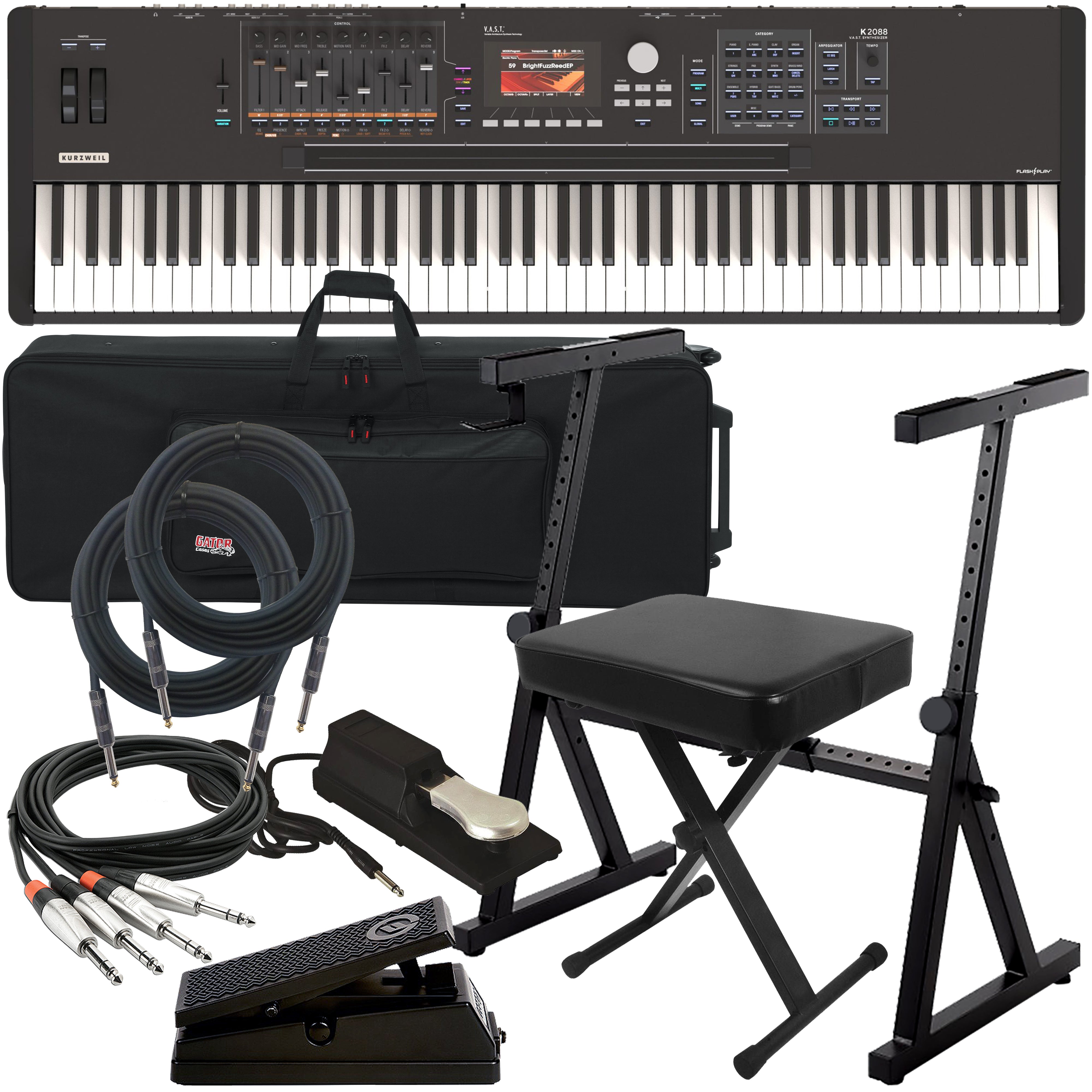 Kurzweil K2088 Synthesizer Workstation STAGE ESSENTIALS BUNDLE
