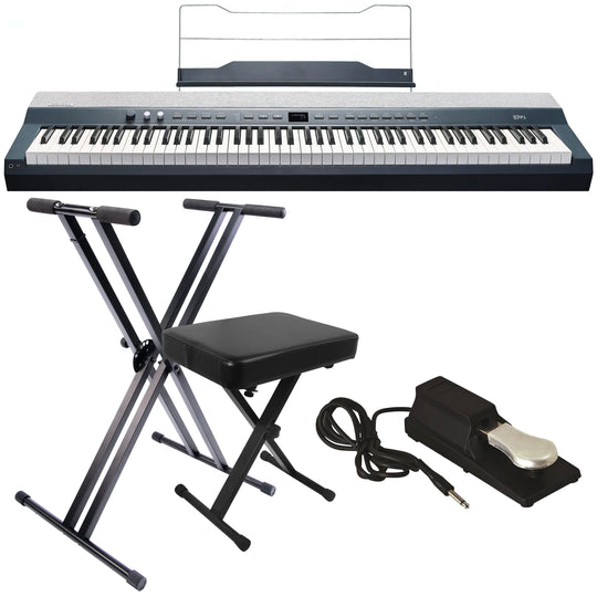 Kurzweil KaP1 Digital Piano Blue KEY ESSENTIALS BUNDLE Kraft Music