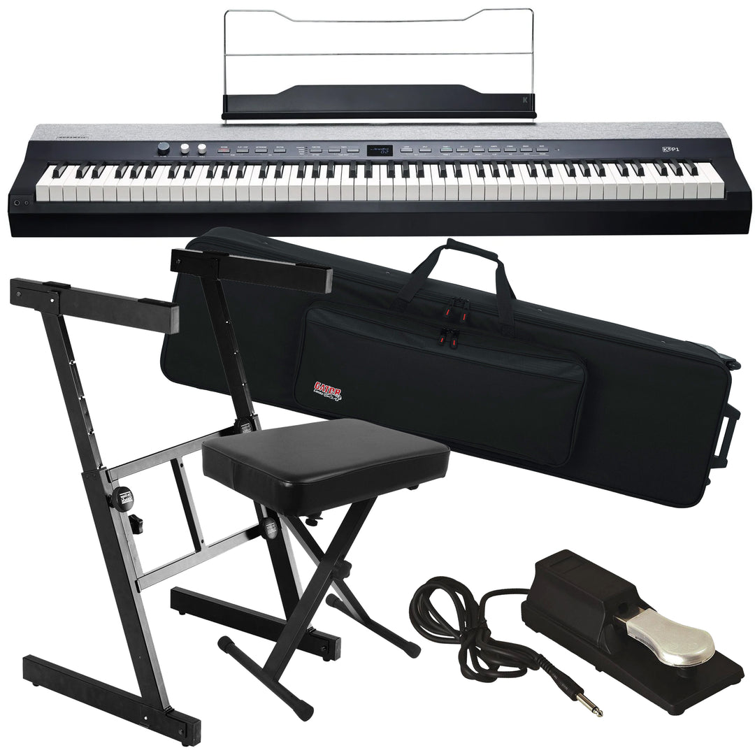 Kurzweil KaP1 Digital Piano Black STAGE ESSENTIALS BUNDLE Kraft Music