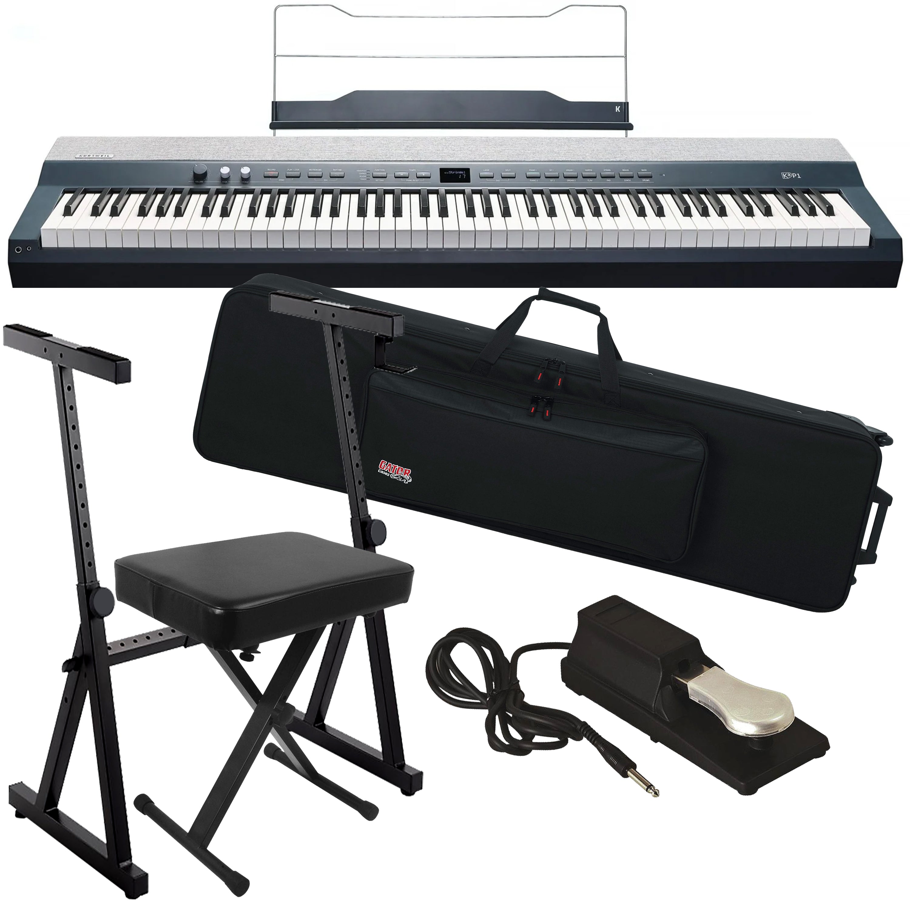 Kurzweil KaP1 Digital Piano - Blue STAGE ESSENTIALS BUNDLE