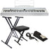 Collage of everything included in the Kurzweil KaP1 Digital Piano - White KEY ESSENTIALS BUNDLE