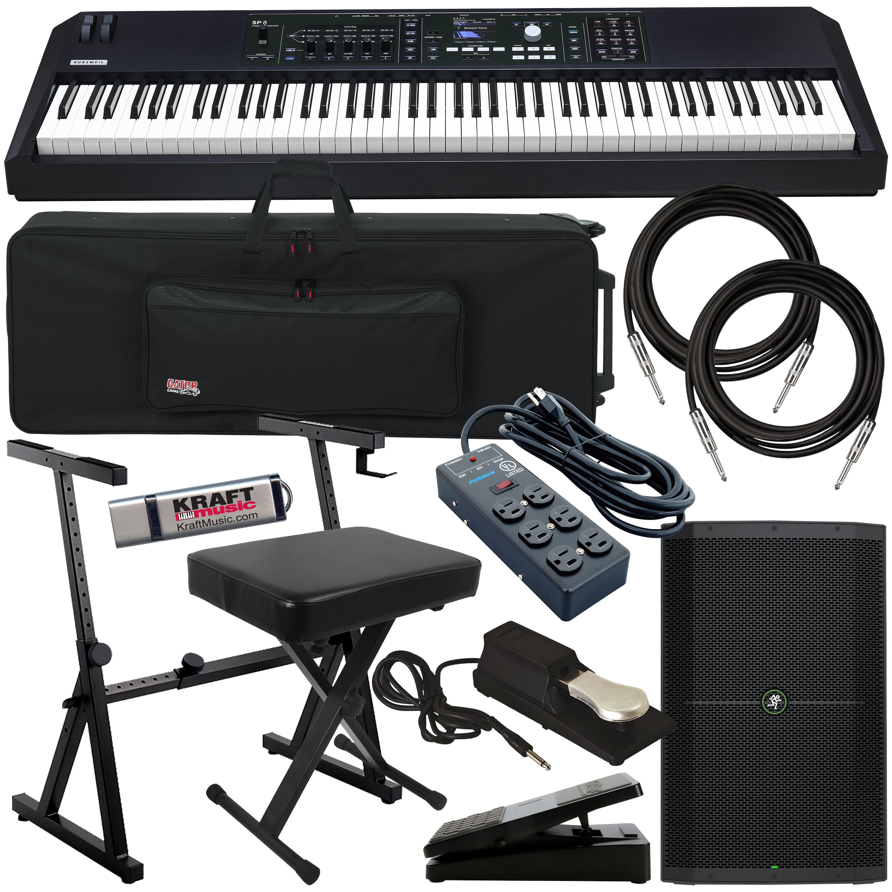 Kurzweil SP8 Stage Keyboard COMPLETE STAGE BUNDLE