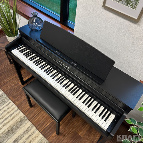 Kawai CA401 Concert Artist Digital Piano - Satin Black - View from above in a stylish living room