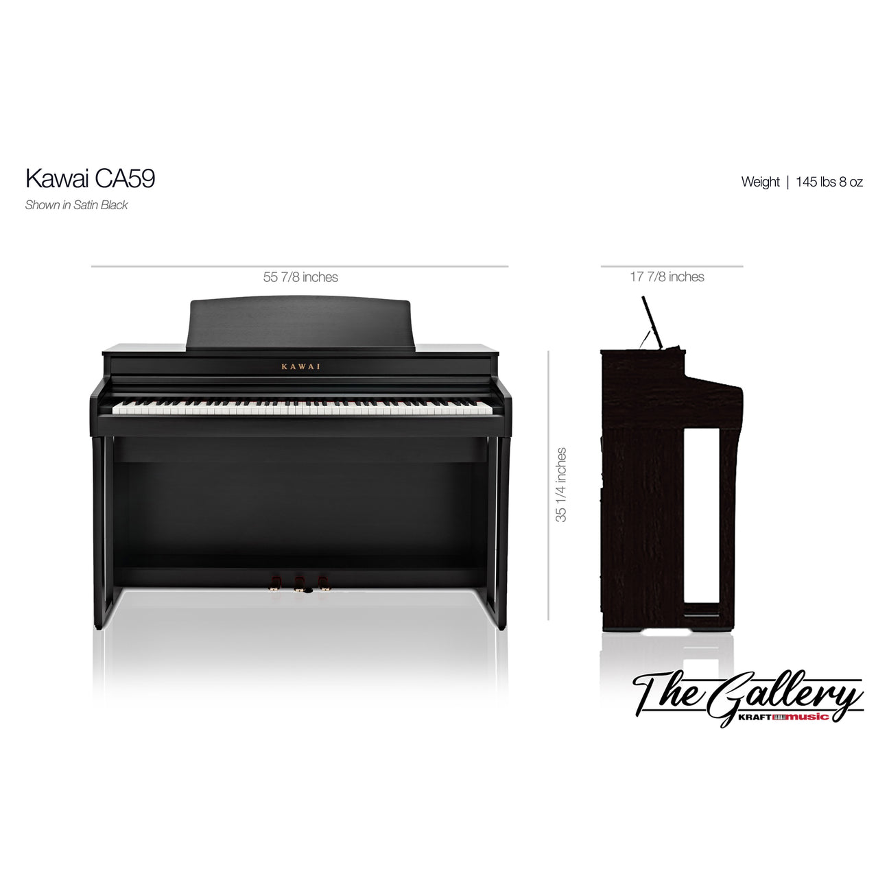 Kawai CA59 Concert Artist Digital Piano Satin White Kraft Music