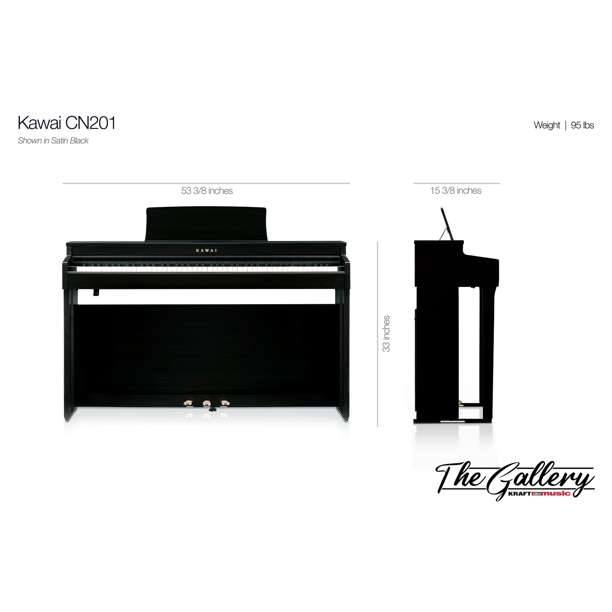Kawai CN201 Digital Piano - Dimensions 