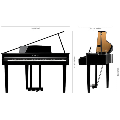Kawai DG30 Digital Grand Piano - Dimensions