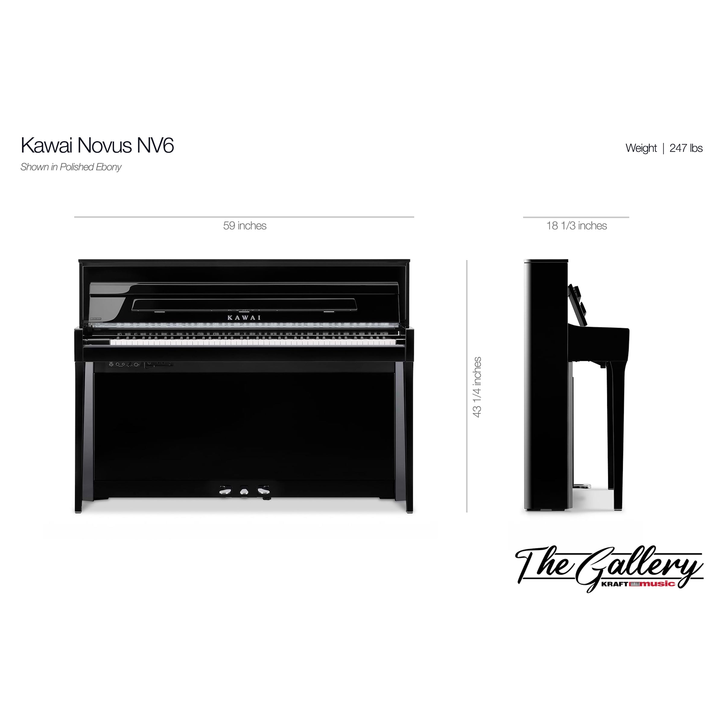 Kawai NOVUS NV6 Hybrid Upright Piano - Dimensions 
