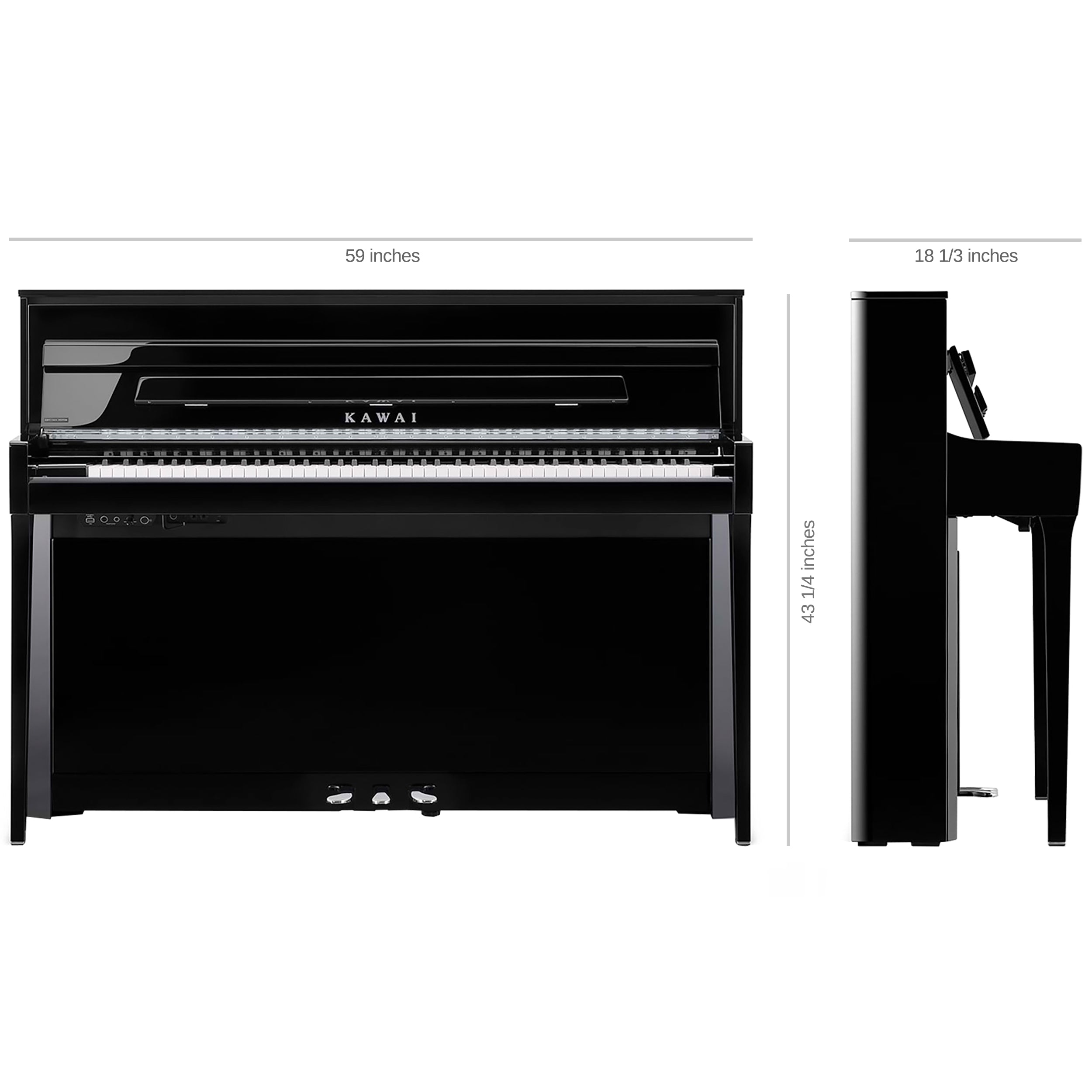 Kawai NOVUS NV6 Hybrid Upright Piano - Dimensions 