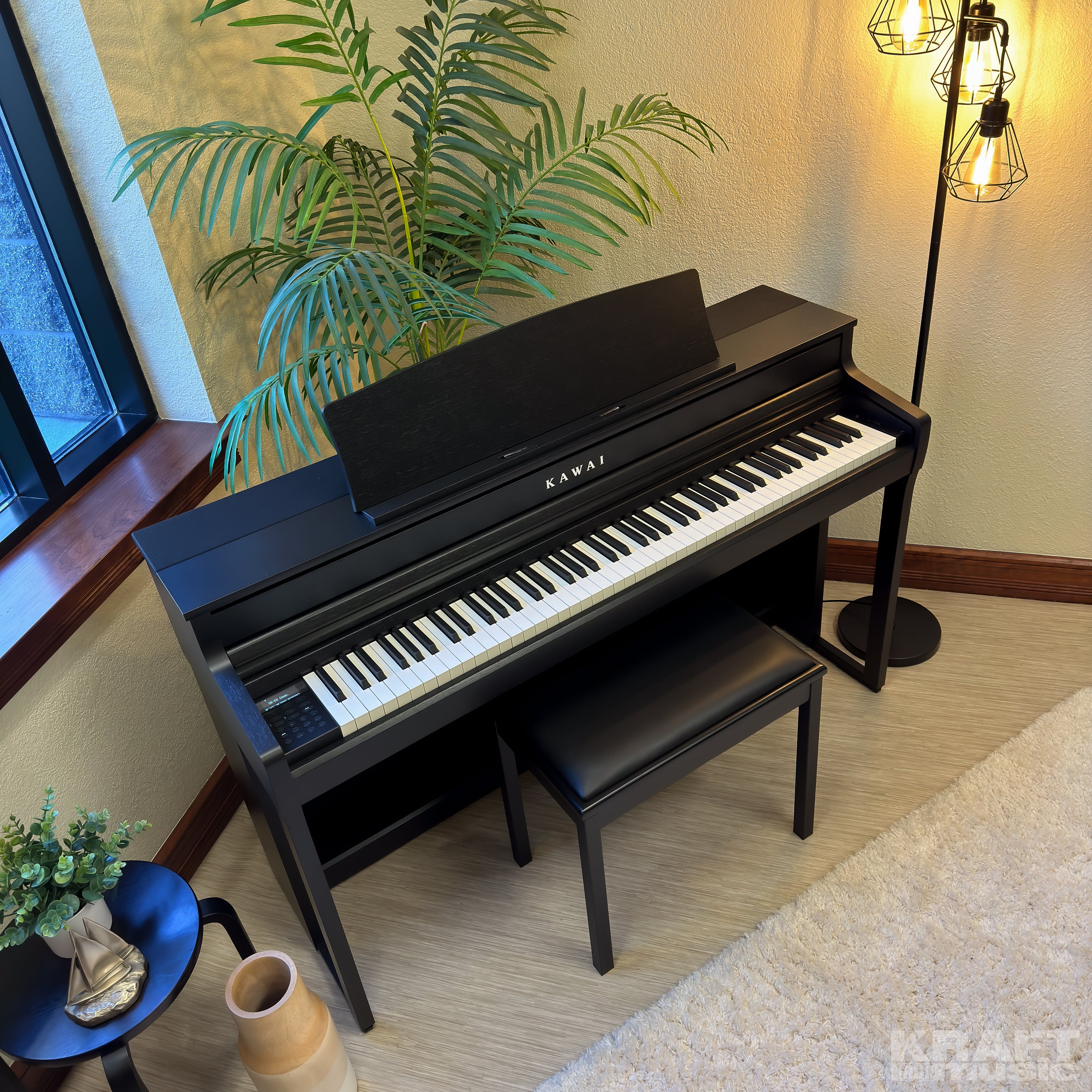 Kawai CA501 Concert Artist Digital Piano - Satin Black - facing right from above