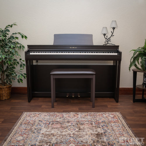 Kawai CN201 Digital Piano - Premium Rosewood - Front view in a stylish living room