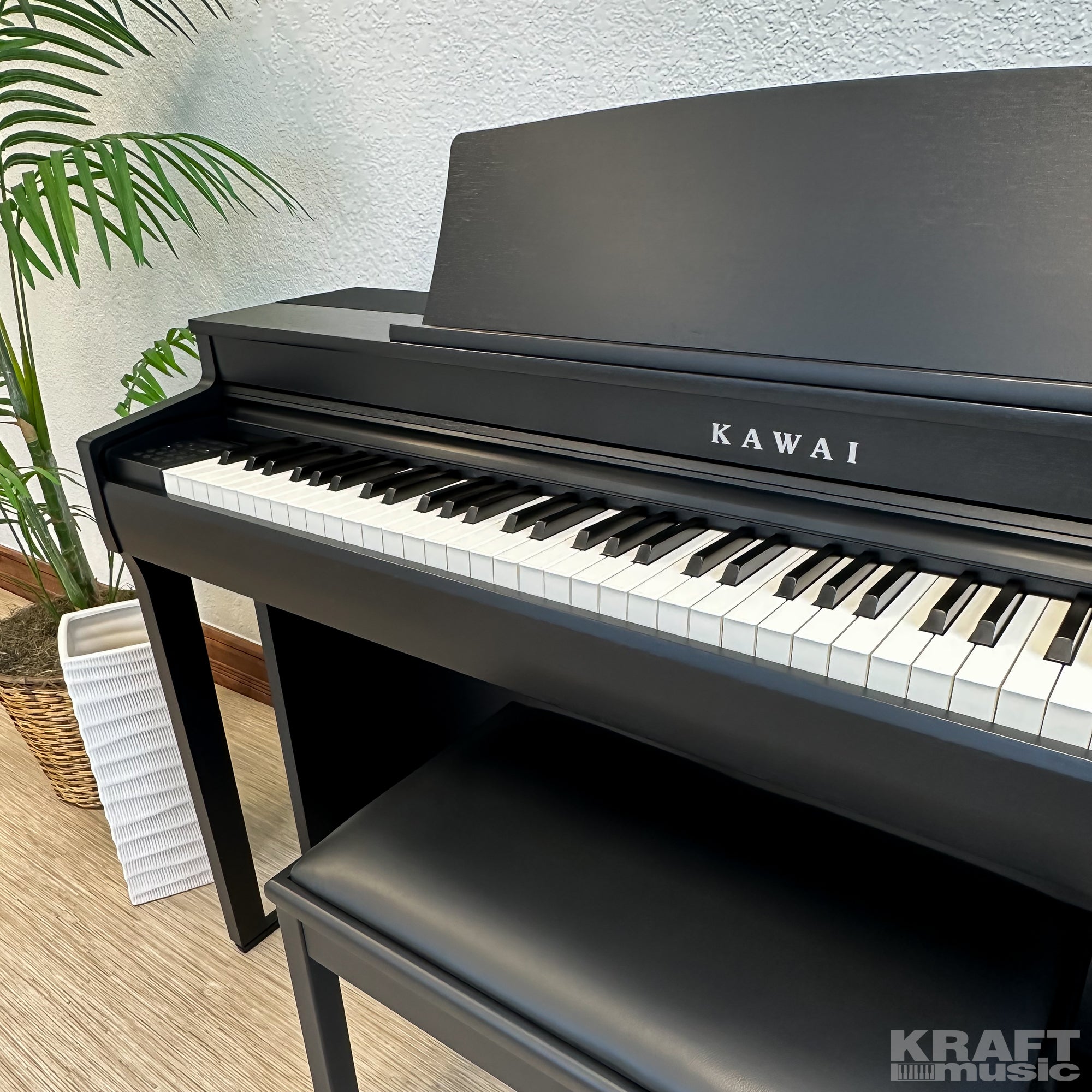 Kawai CN301 Digital Piano - Satin Black - Angle shot down the keys