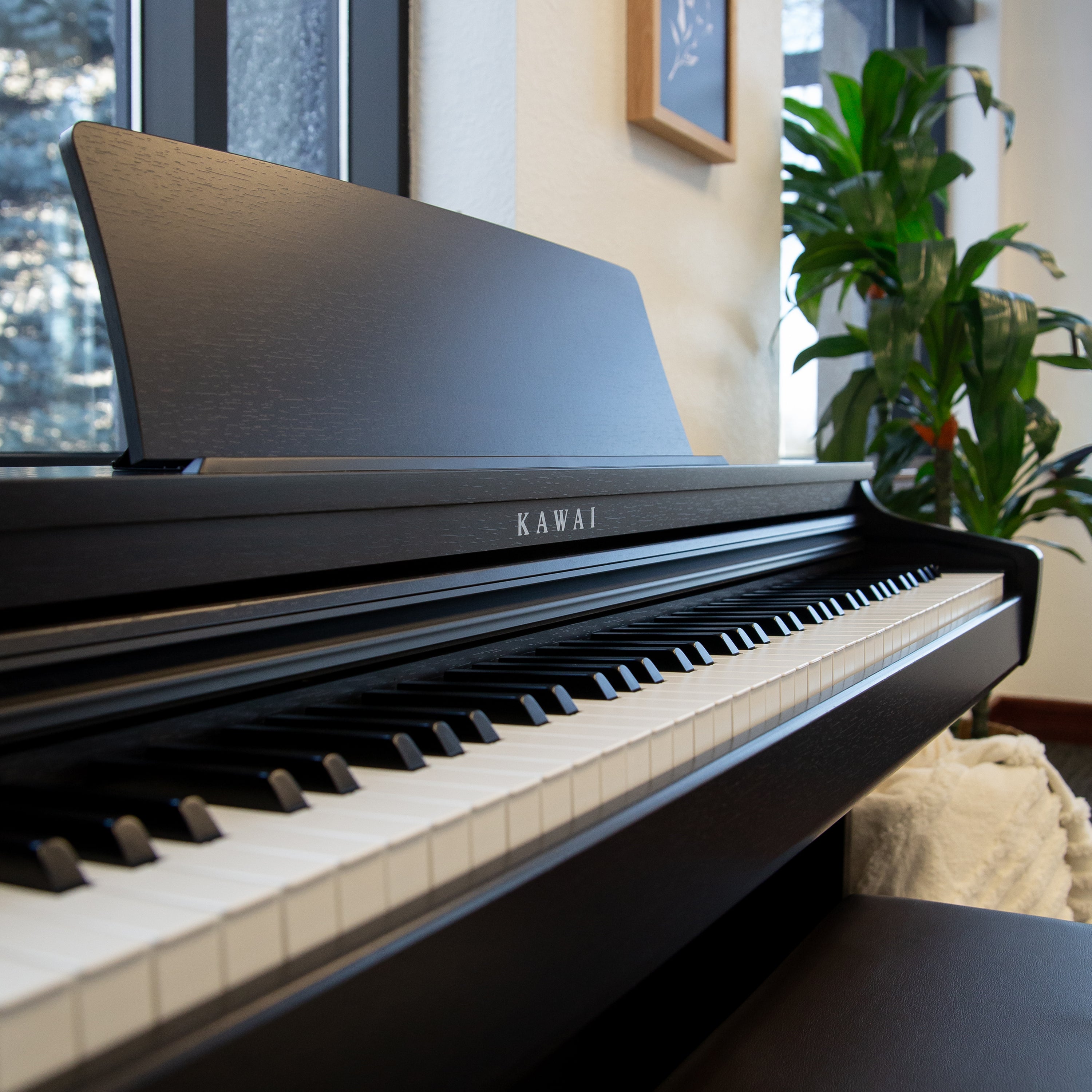 Kawai CX202 Digital Piano with Bench - Rosewood - Close up of keys