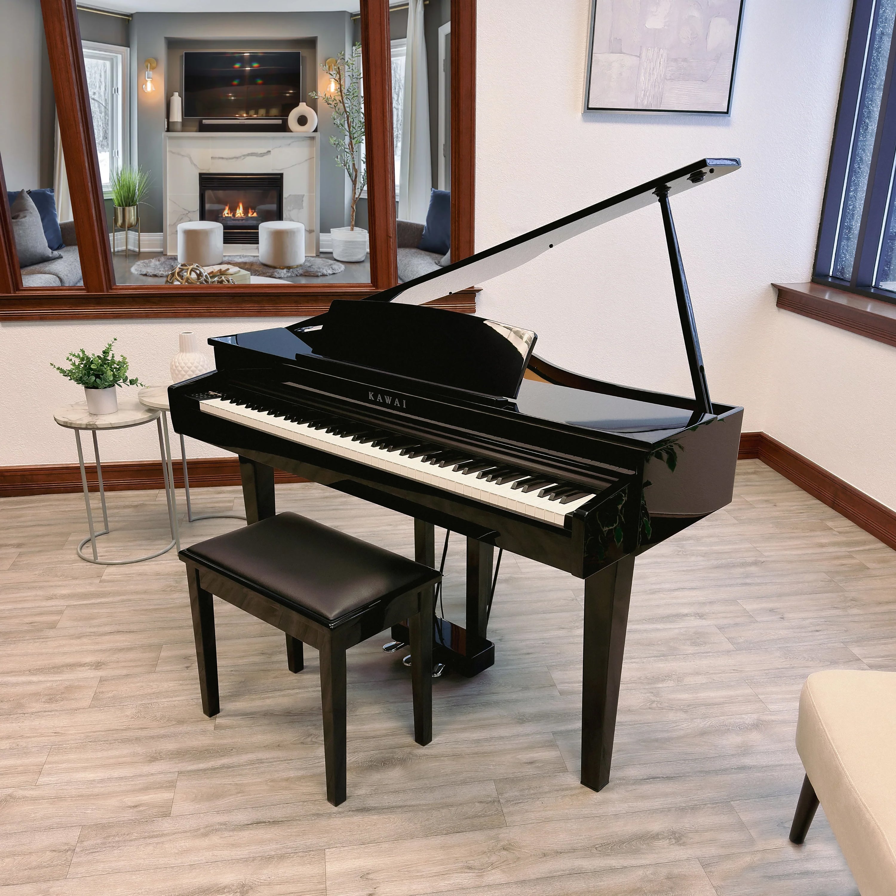 Kawai DG30 Digital Grand Piano - Ebony Polish - in a stylish music room