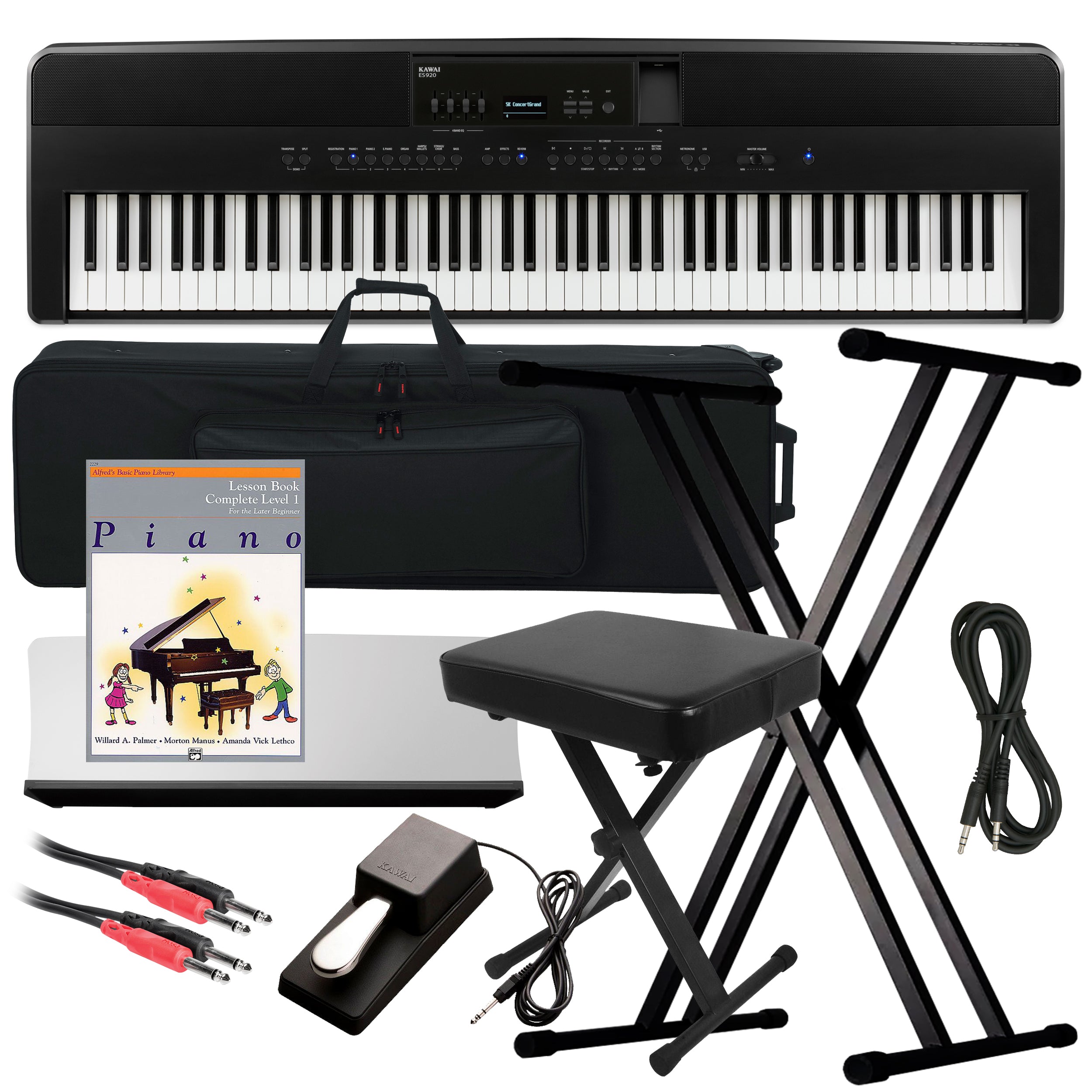 Kawai ES920 Portable Digital Piano - Black STAGE ESSENTIALS BUNDLE