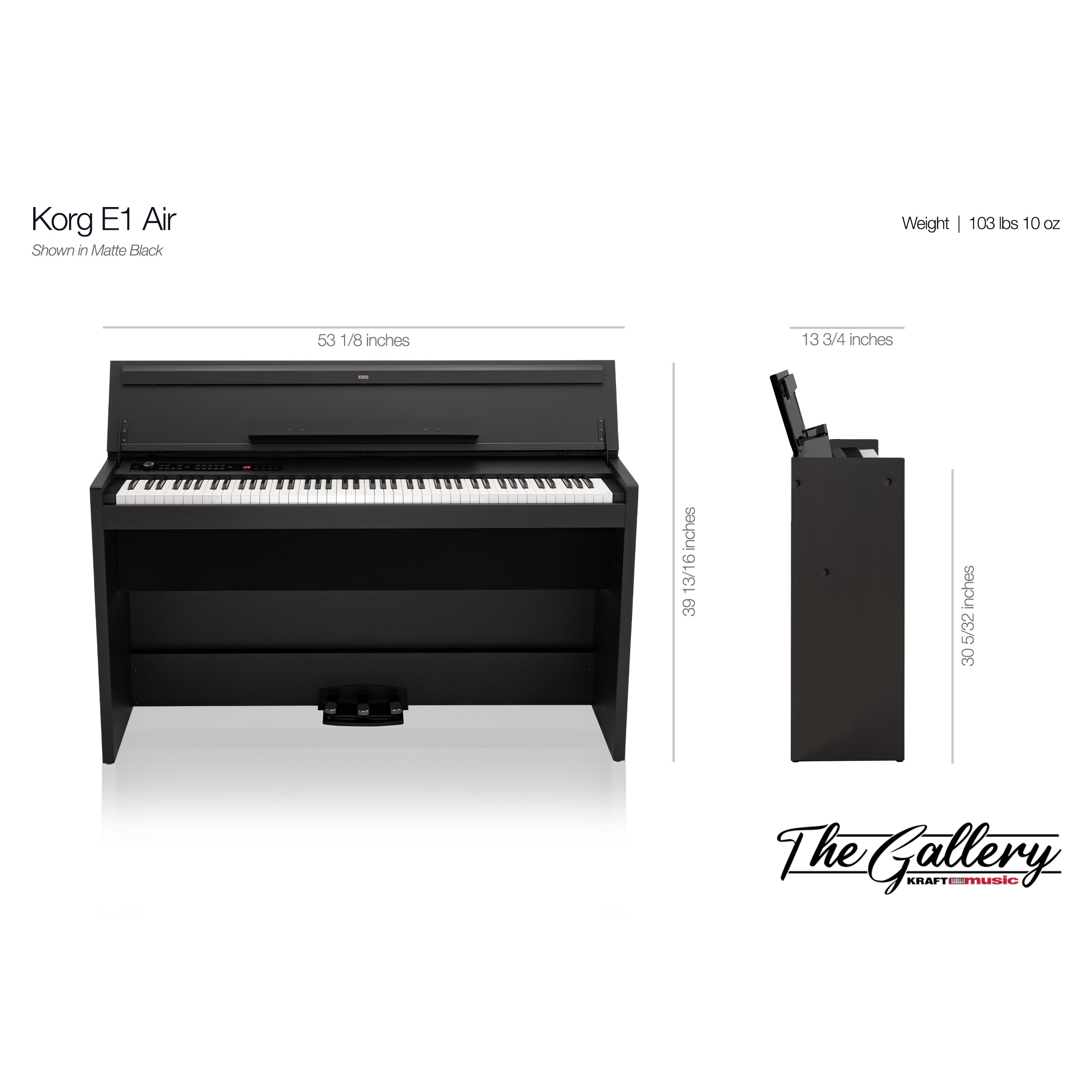 Korg E1 Air Digital Piano - Dimensions 