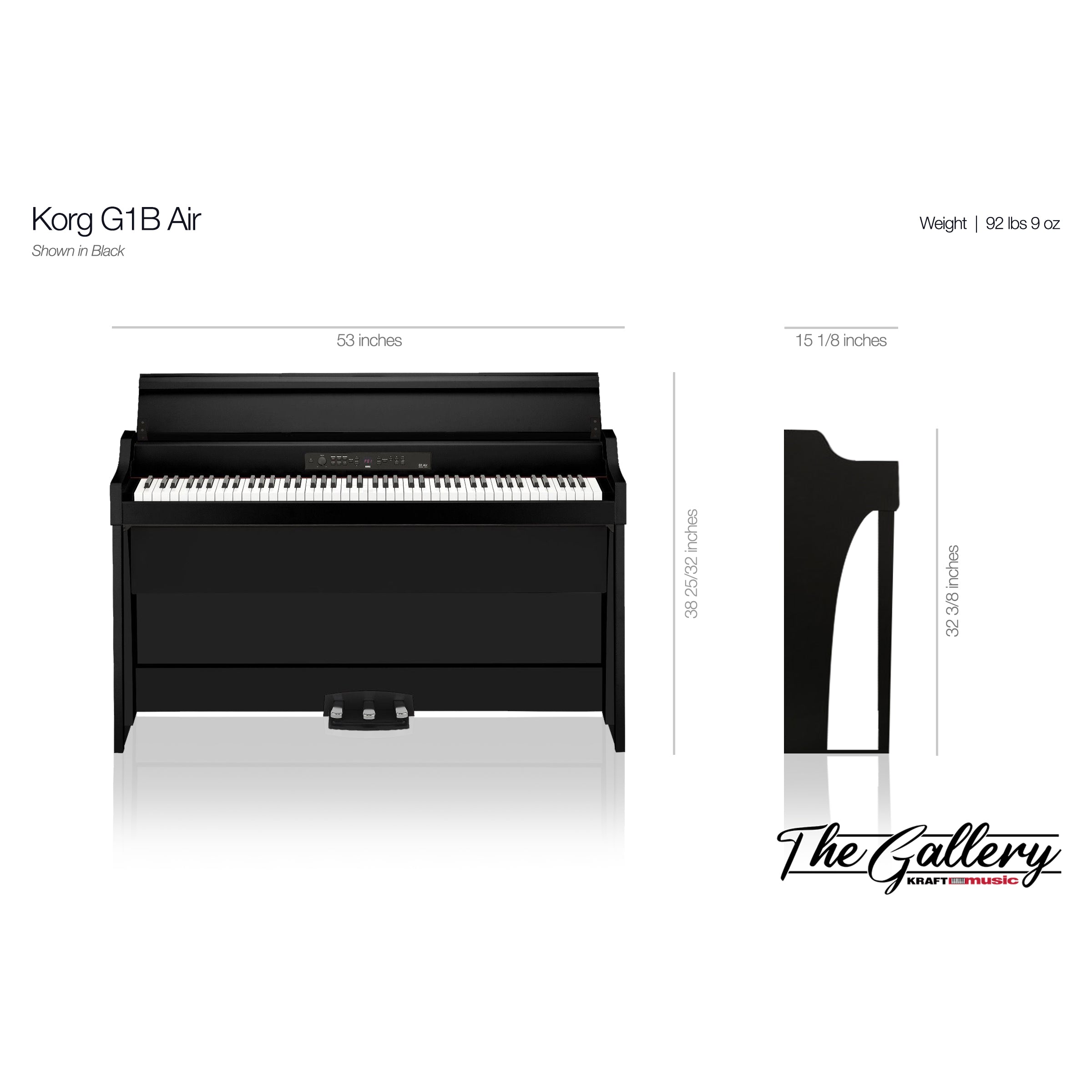 Korg G1B Air Digital Piano - Dimensions