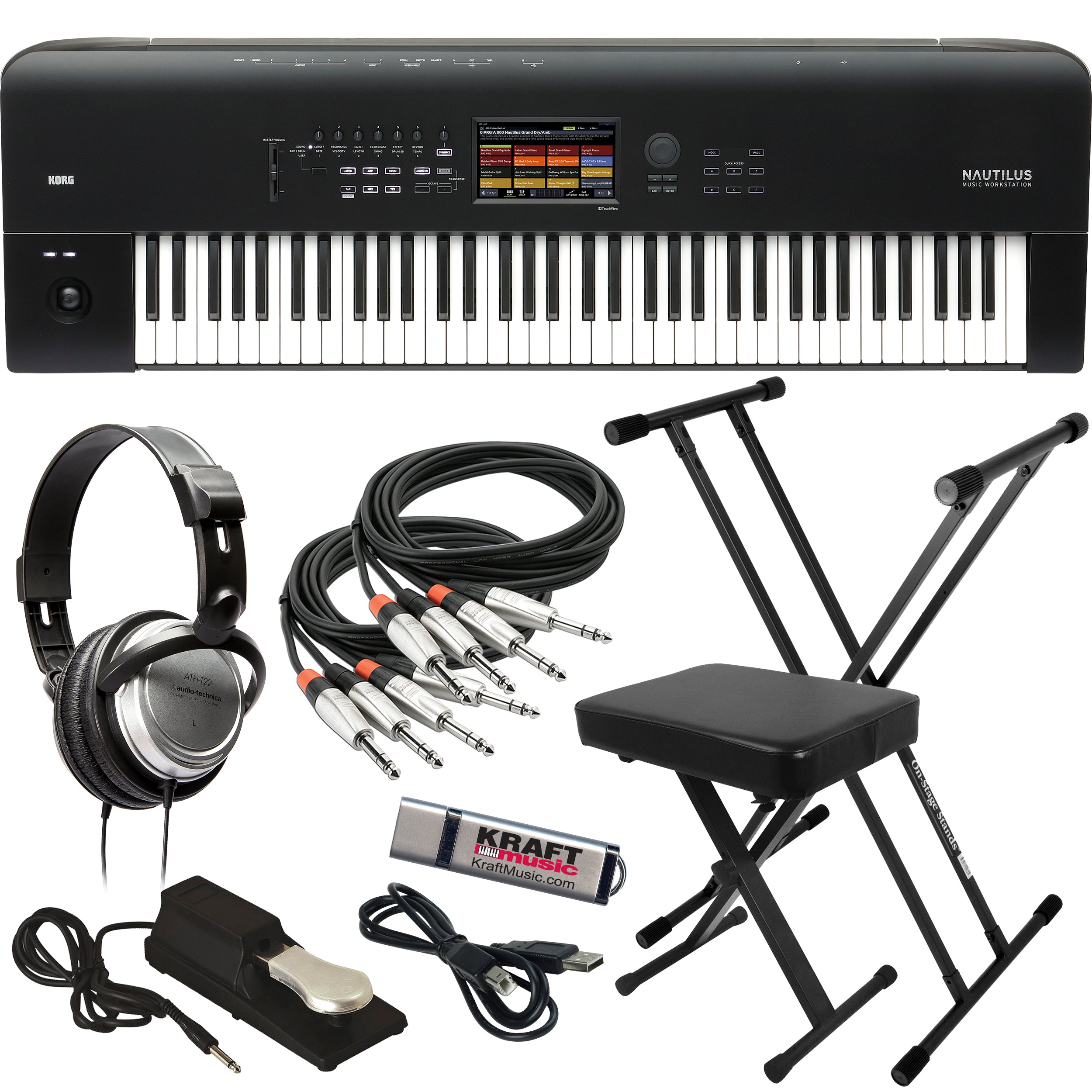 Korg Nautilus 73 Music Workstation KEY ESSENTIALS BUNDLE