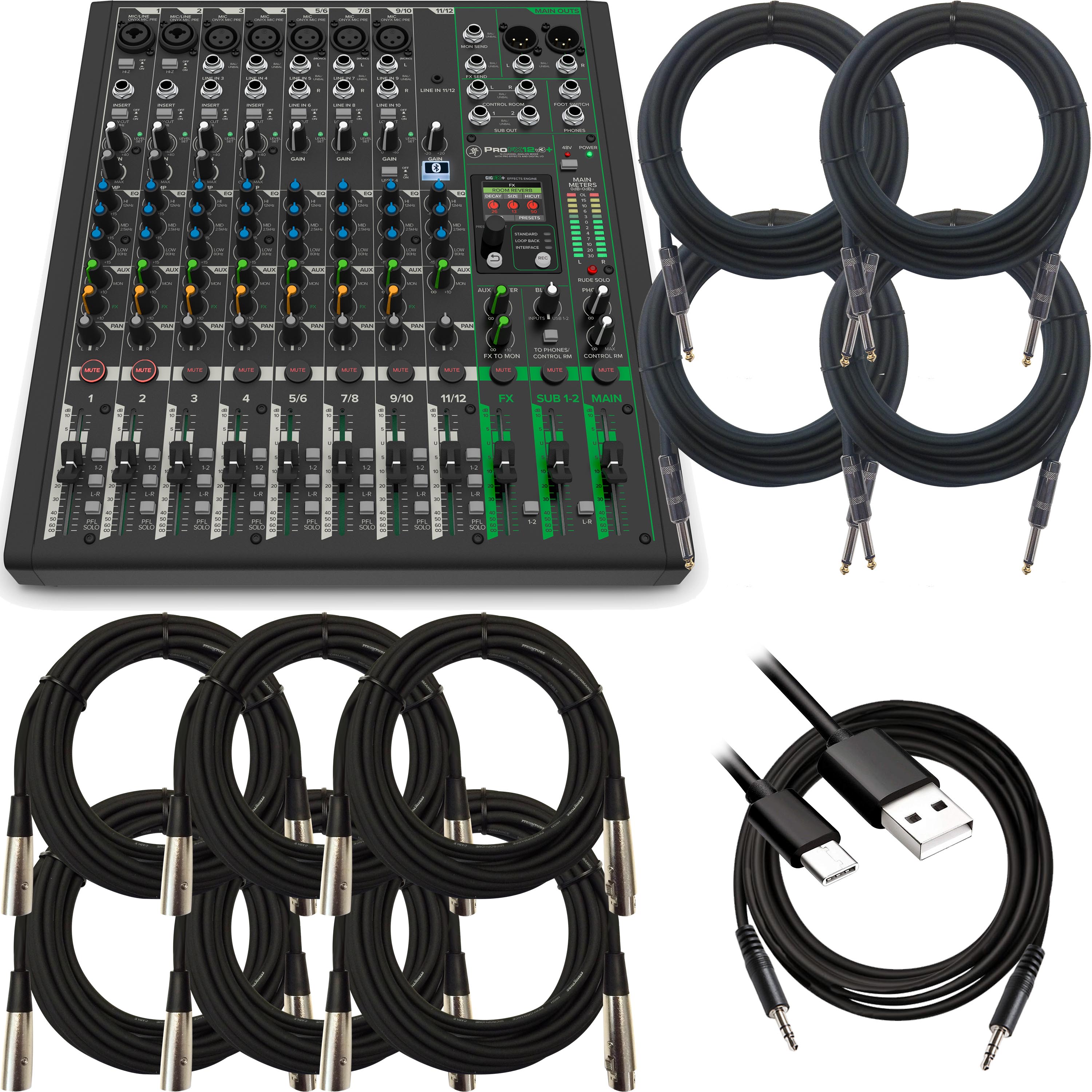 Mackie ProFX12v3+ 12 Channel Mixer CABLE KIT – Kraft Music Mackie ProFX12v3+ 12 Channel Mixer CABLE KIT – Kraft Music