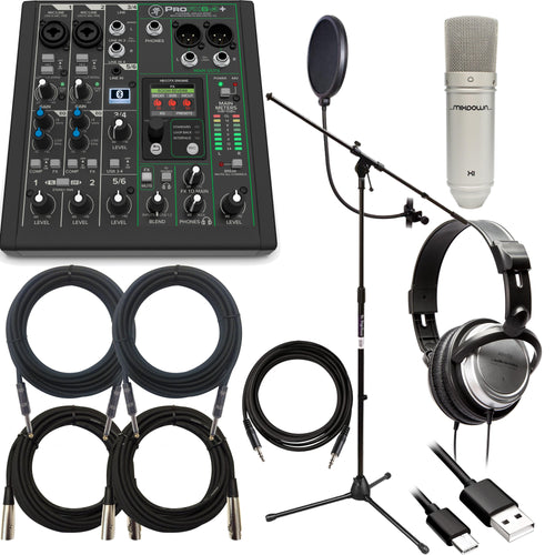 Collage image of the Mackie ProFX6v3+ 6 Channel Mixer STUDIO PAK