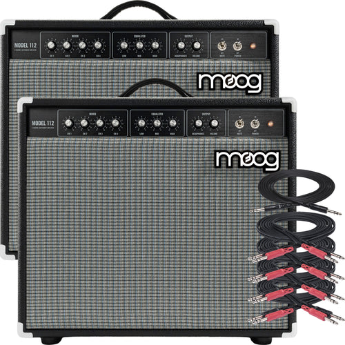 Collage showing components in Moog Model 112 4-Channel Instrument Amplifier STEREO LINK RIG