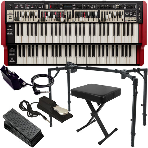 Collage of items included in the Nord Organ 3 Dual Manual Organ KEY ESSENTIALS BUNDLE
