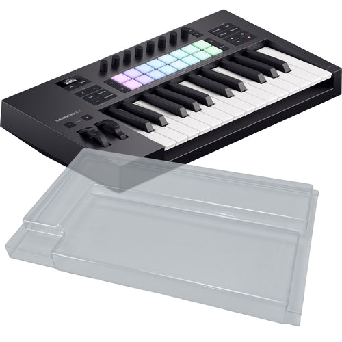 Collage showing components in Novation Launchkey 25 Mk4 Keyboard Controller DECKSAVER KIT
