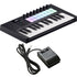 Collage showing components in Novation Launchkey Mini 25 Mk4 Keyboard Controller PEDAL PAK