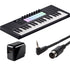 Collage showing components in Novation Launchkey Mini 37 Mk4 Keyboard Controller POWER & CABLE KIT