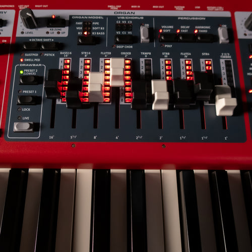 Close up of organ controls on the Nord Electro 7 HP 73 Stage Keyboard