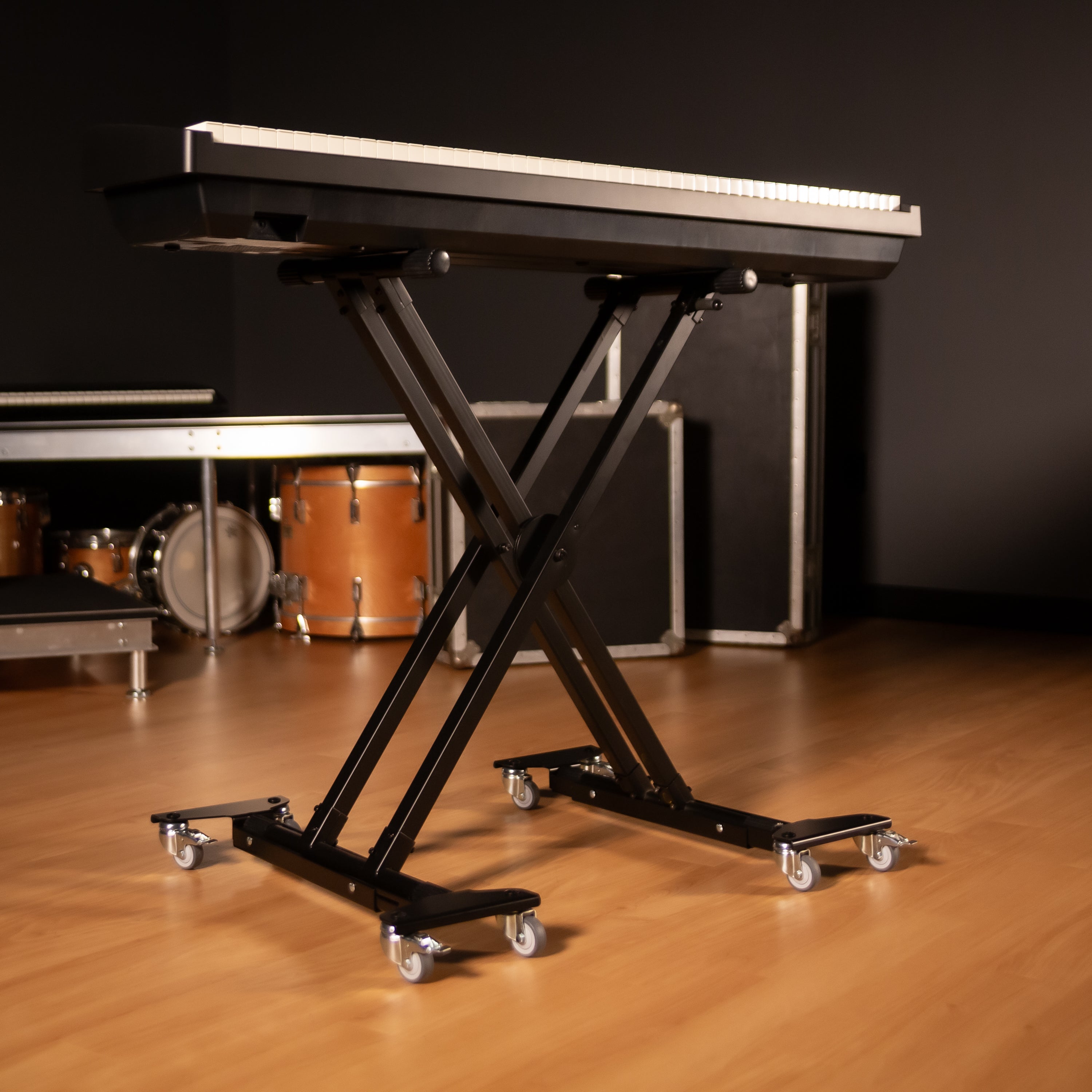 Portable keyboard stand on K&M 18806 Trolley for Keyboard Stands