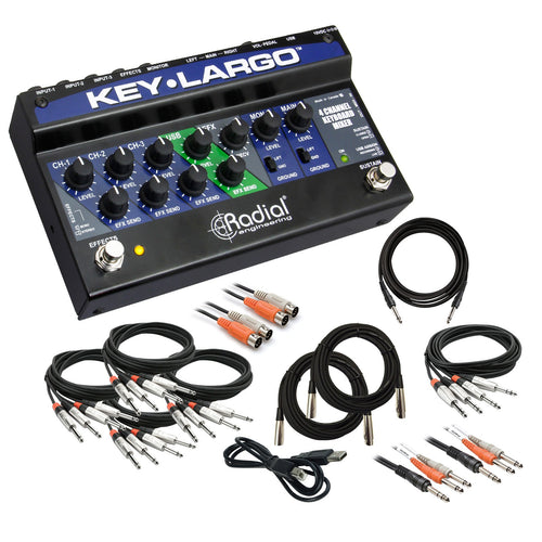 Radial Key-Largo Keyboard Mixer and Performance Pedal COMPLETE CABLE KIT