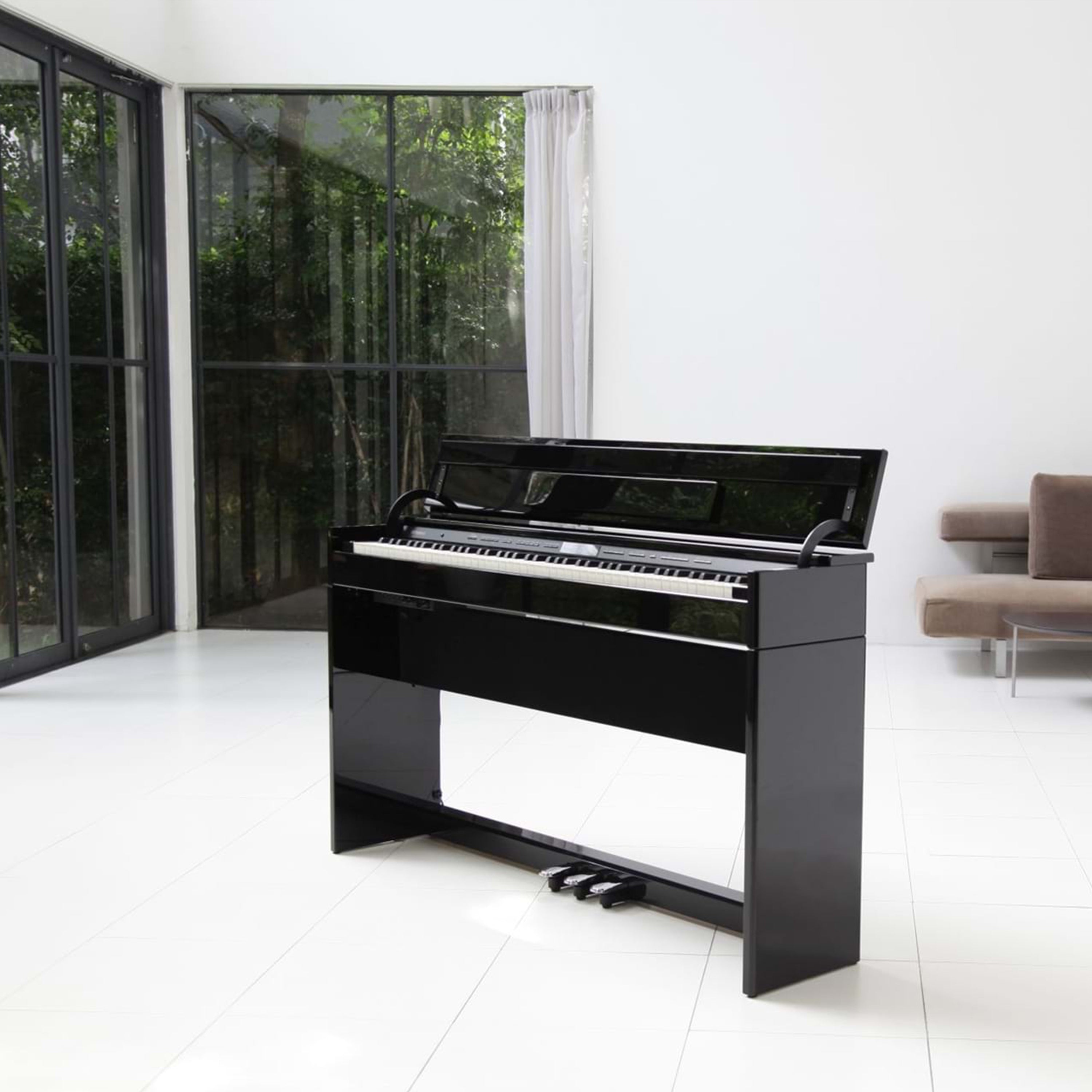 Roland DP603 Digital Piano - Polished Ebony - in a stylish living space