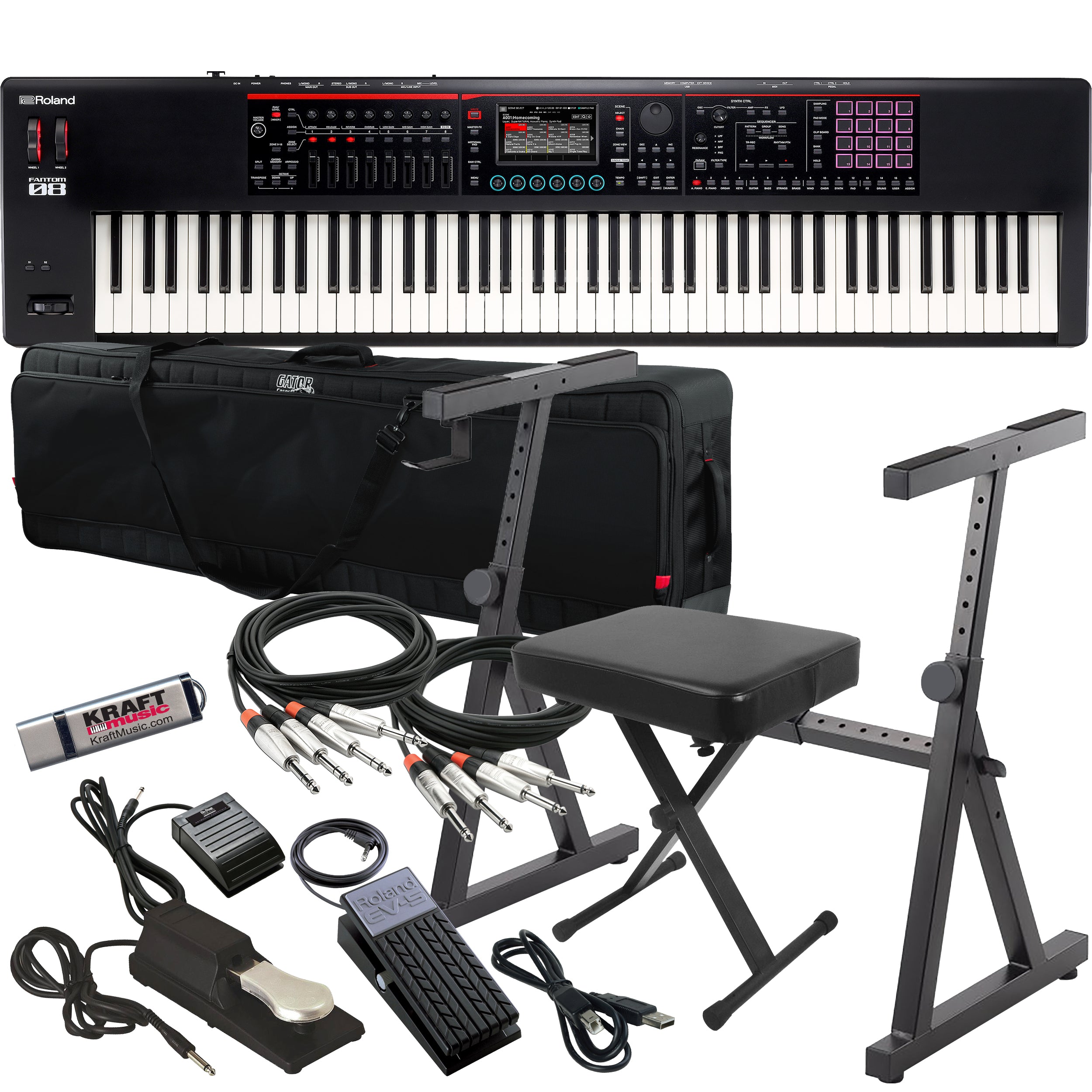 Roland Fantom-08 Workstation Keyboard STAGE RIG