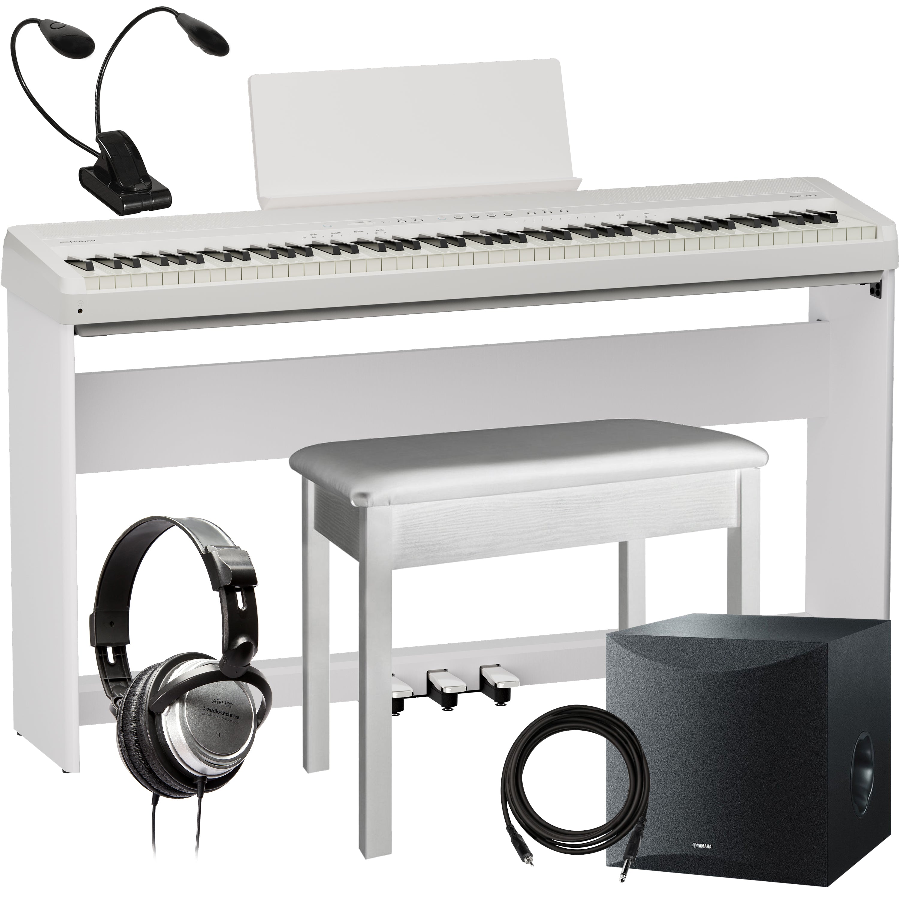 Roland FP-40 Digital Piano - White COMPLETE HOME BUNDLE PLUS