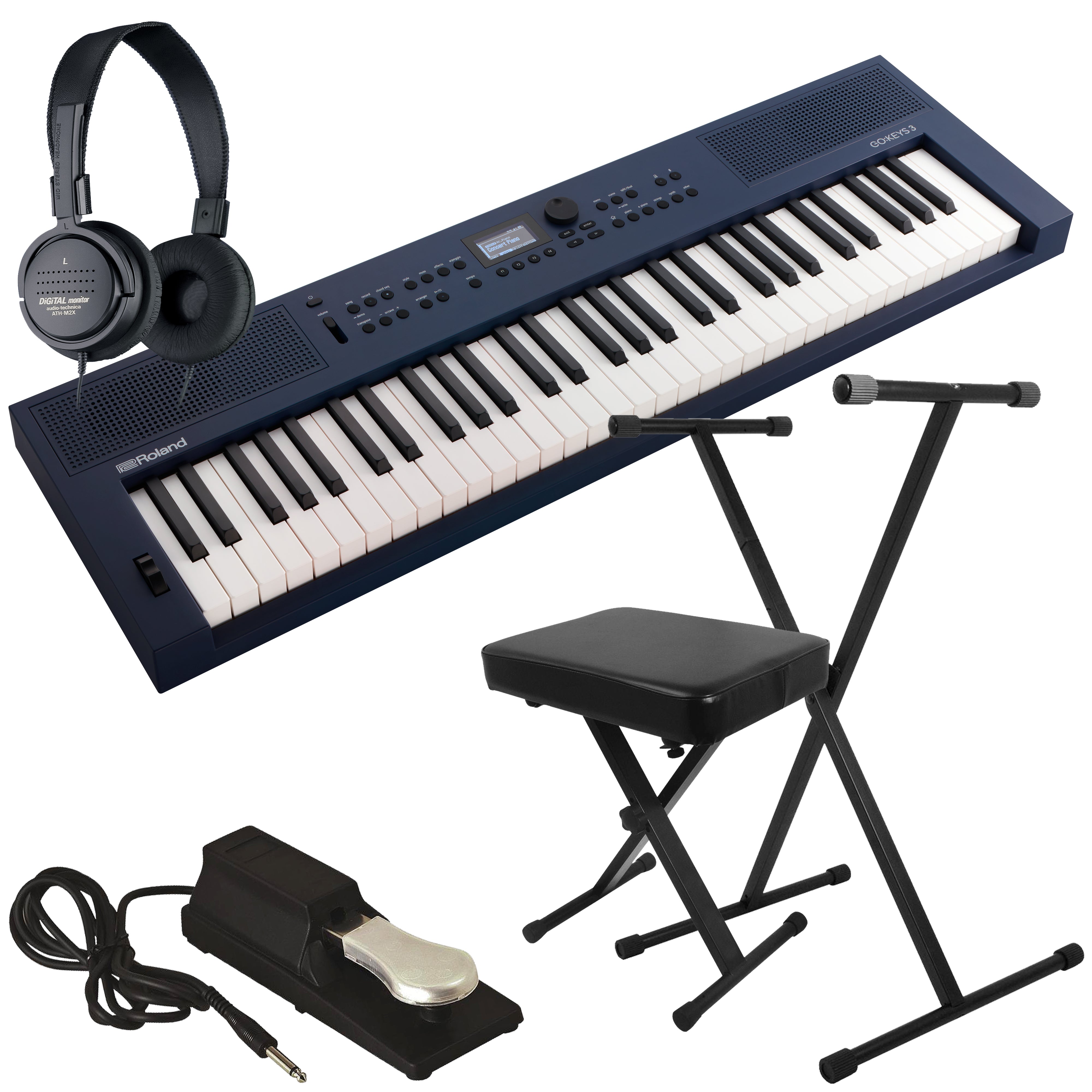 Roland GoKeys 3 Music Creation Keyboard - Midnight Blue KEY ESSENTIALS BUNDLE