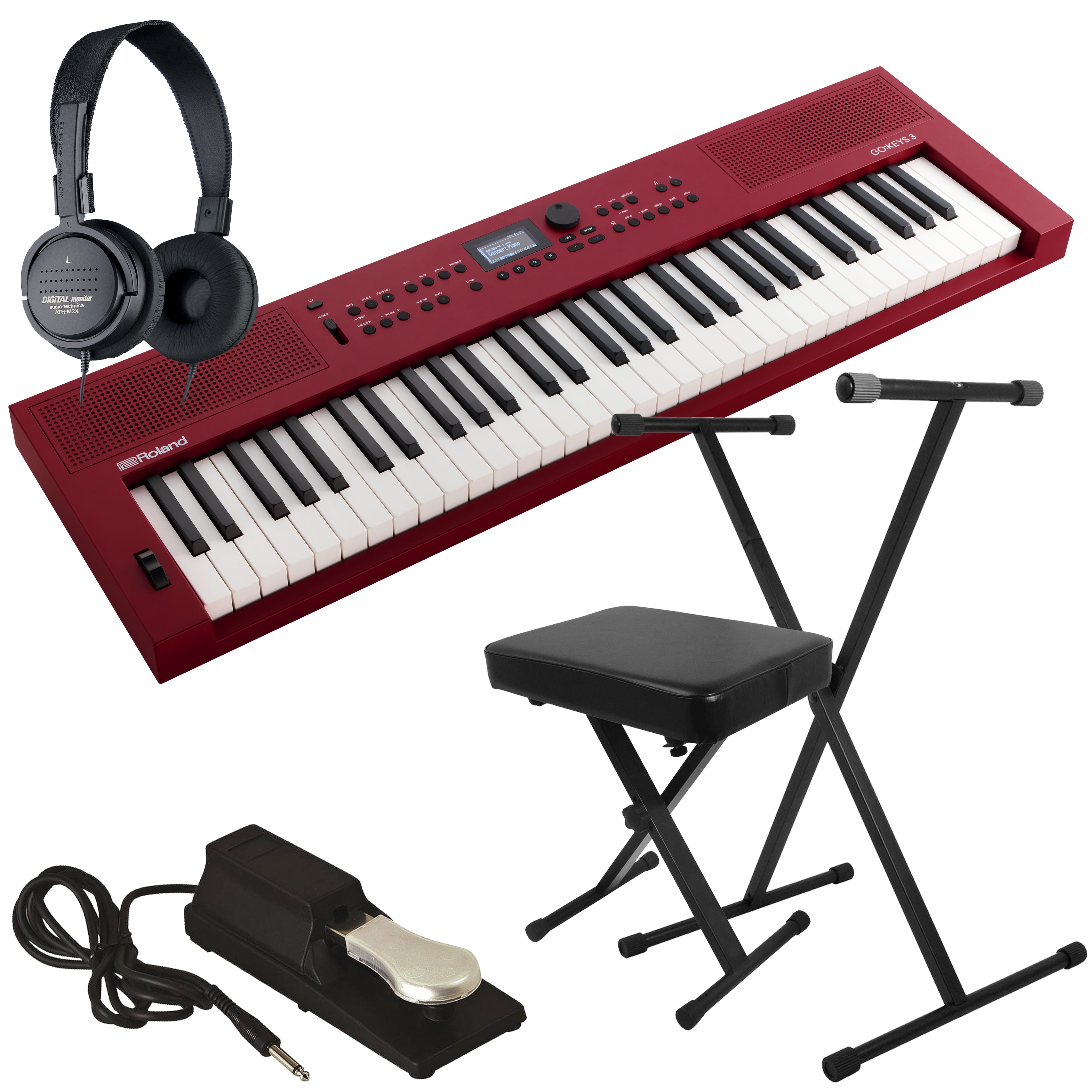 Roland GoKeys 3 Music Creation Keyboard - Red KEY ESSENTIALS BUNDLE