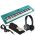 Collage of everything included in the Roland GoKeys 3 Music Creation Keyboard - Turquoise BONUS PAK