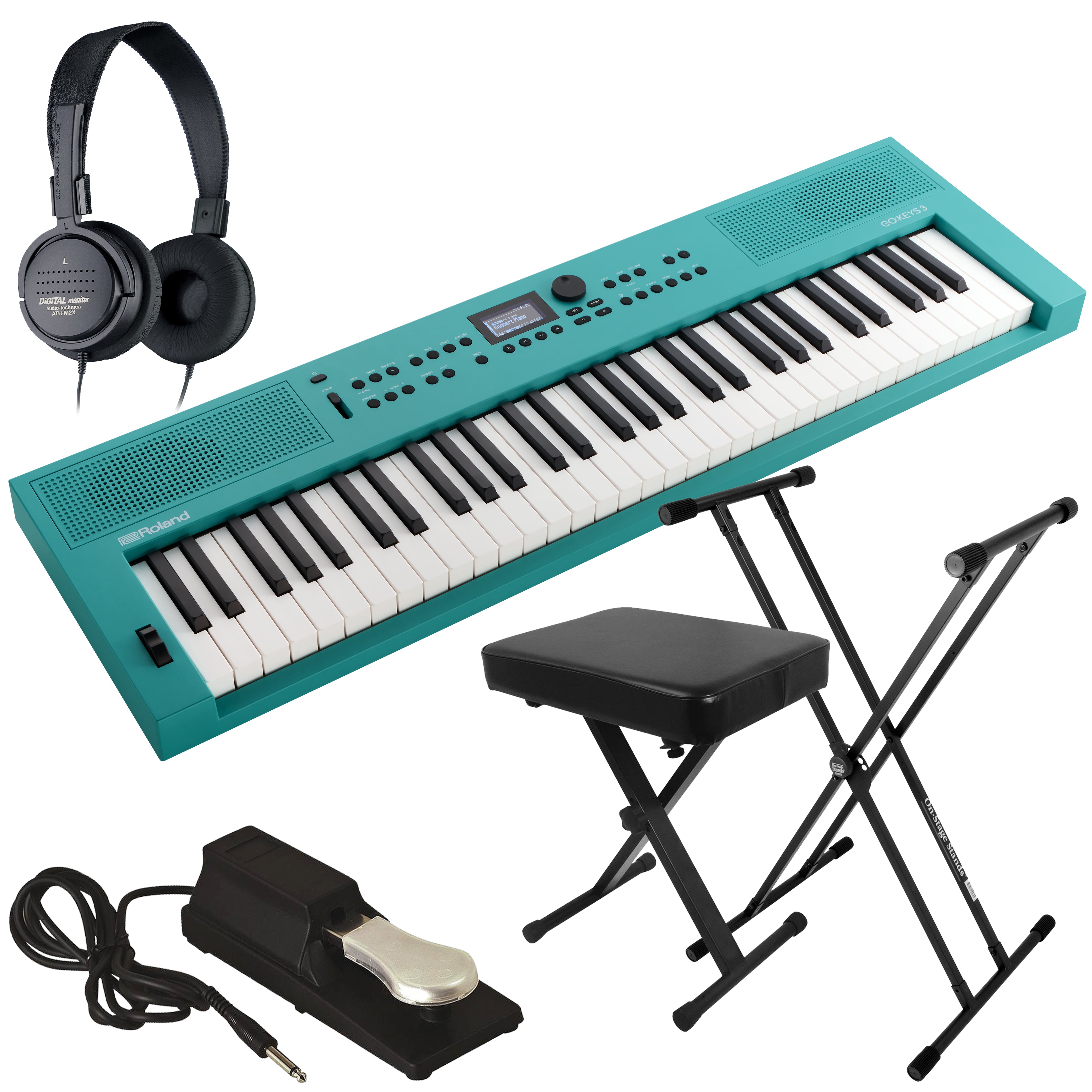 Roland GoKeys 3 Music Creation Keyboard - Turquoise KEY ESSENTIALS BUNDLE